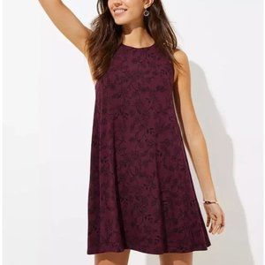 {Loft} Plum Floral Knit Tank Dress